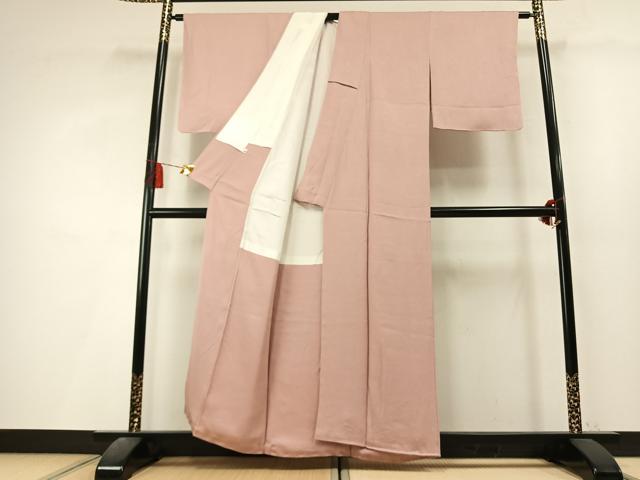 平和屋着物●上質な色無地　草花地紋　水柿色　正絹　逸品　未使用　AABL3514fy