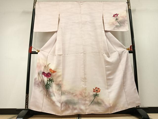 平和屋着物●訪問着　手描き　草花文　暈し染め　正絹　逸品　AABL3517fy