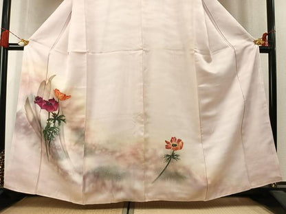 平和屋着物●訪問着　手描き　草花文　暈し染め　正絹　逸品　AABL3517fy