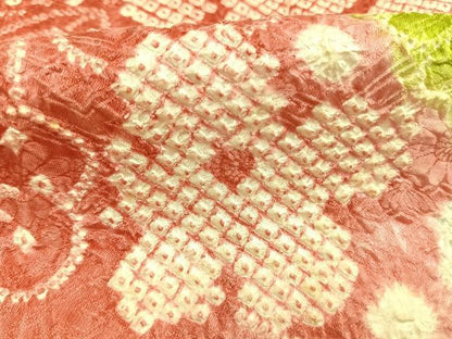 平和屋着物●名門　藤娘きぬたや・総絞り(杢目絞り)　振袖　扇面花文　正絹　逸品　AABL3518fy