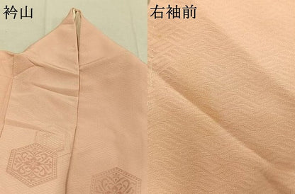 平和屋着物●上質な色無地　亀甲花文　洗柿色　正絹　逸品　AABL3519fy