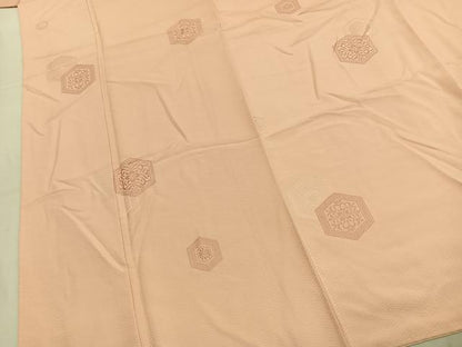 平和屋着物●上質な色無地　亀甲花文　洗柿色　正絹　逸品　AABL3519fy