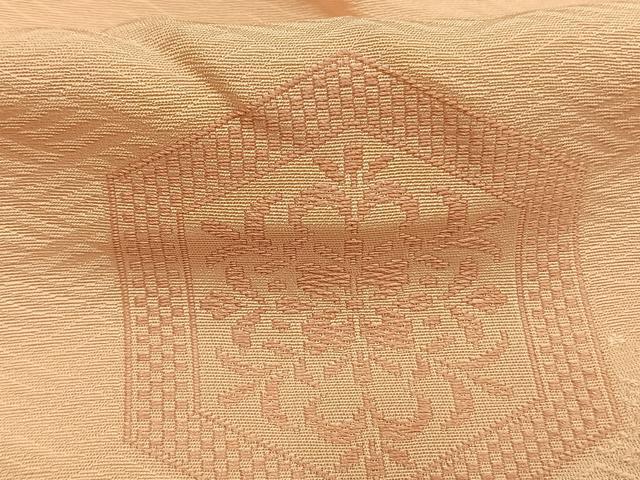 平和屋着物●上質な色無地　亀甲花文　洗柿色　正絹　逸品　AABL3519fy