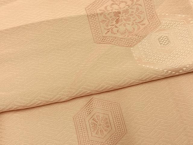 平和屋着物●上質な色無地　亀甲花文　洗柿色　正絹　逸品　AABL3519fy