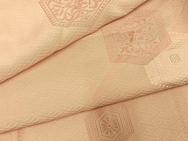 平和屋着物●上質な色無地　亀甲花文　洗柿色　正絹　逸品　AABL3519fy
