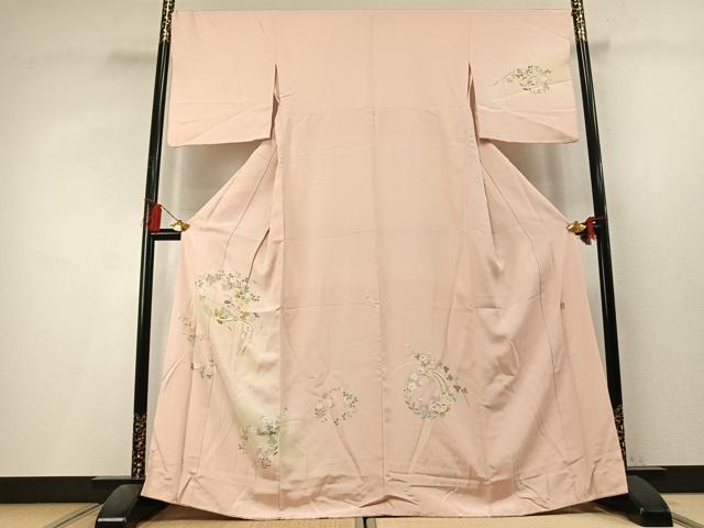 平和屋着物●訪問着　友禅　作家物　草花文　暈し染め　正絹　逸品　AABL3520fy