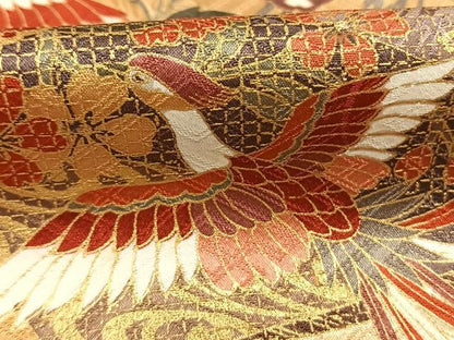 平和屋着物●豪華振袖　地紙舞蝶花鳥文　暈し染め　金彩　正絹　逸品　未使用　AABL3522fy