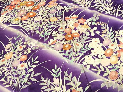 平和屋着物●豪華振袖　駒刺繍　草花文　暈し染め　金彩　正絹　逸品　AABL3531fy