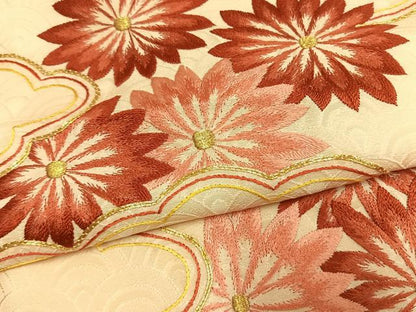 平和屋着物●豪華色留袖　総刺繍　雲取り花文　金糸　正絹　逸品　未使用　AABL3533fy