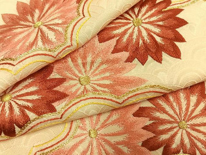 平和屋着物●豪華色留袖　総刺繍　雲取り花文　金糸　正絹　逸品　未使用　AABL3533fy