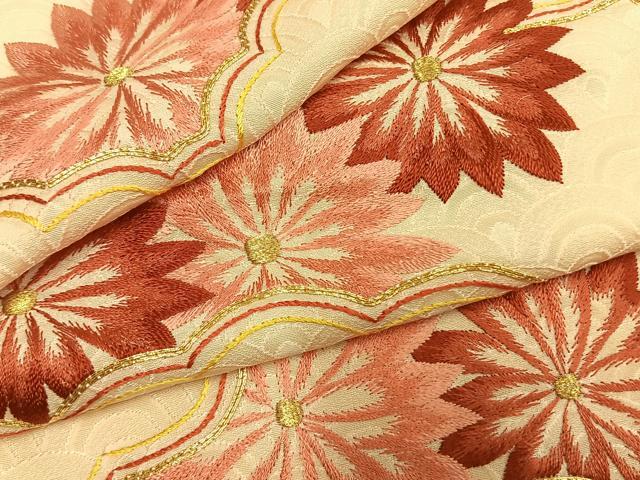 平和屋着物●豪華色留袖　総刺繍　雲取り花文　金糸　正絹　逸品　未使用　AABL3533fy