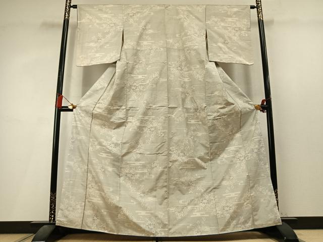 平和屋着物●本場大島紬　白大島　120亀甲　草花文　正絹　逸品　AABL3537fy