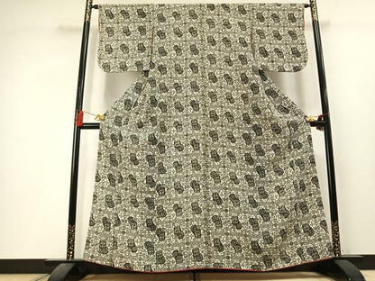 平和屋着物●上質な小紋　型染め　動物文　正絹　逸品　AABL3538fy