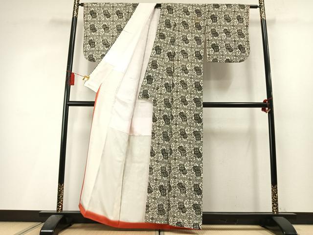 平和屋着物●上質な小紋　型染め　動物文　正絹　逸品　AABL3538fy