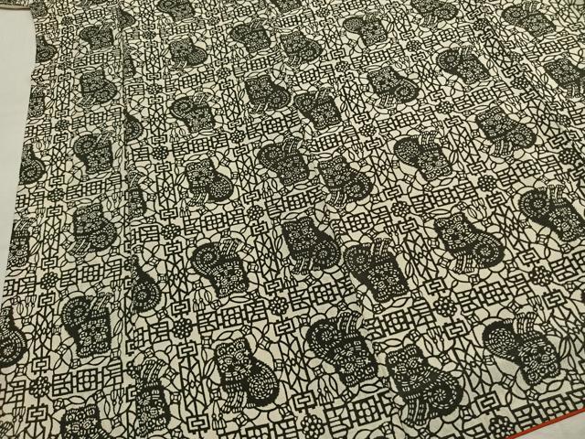 平和屋着物●上質な小紋　型染め　動物文　正絹　逸品　AABL3538fy