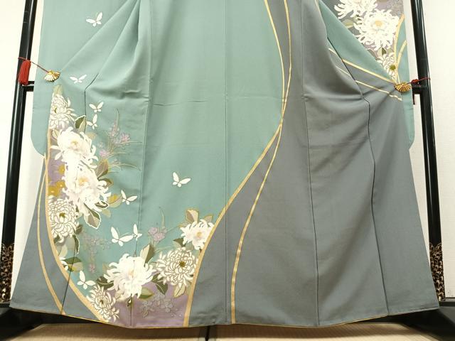 平和屋着物●豪華振袖　駒刺繍　花蝶文　金彩　正絹　逸品　AABL3540fy