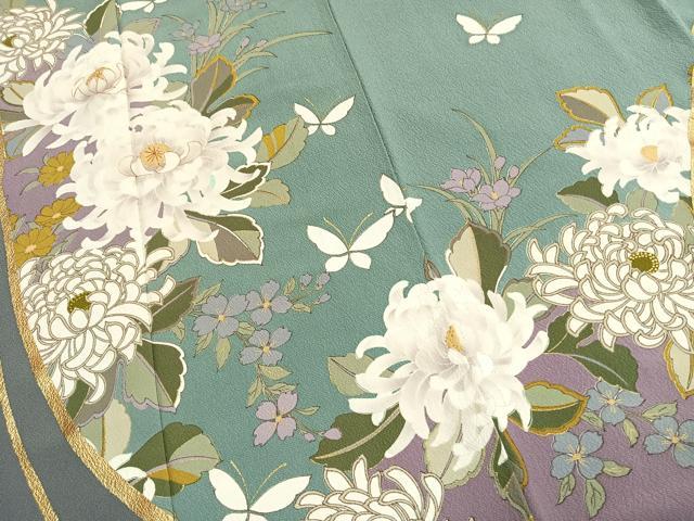 平和屋着物●豪華振袖　駒刺繍　花蝶文　金彩　正絹　逸品　AABL3540fy