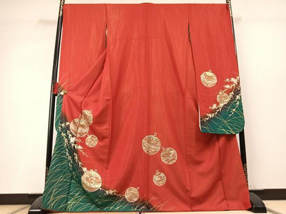 平和屋着物●豪華振袖　鈴　暈し染め　金銀彩　金通し地　正絹　逸品　AABL3541fy