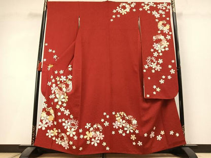 平和屋着物●豪華振袖　舞花文　金彩　正絹　逸品　AABL3542fy