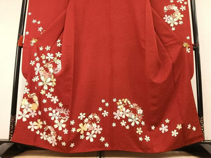平和屋着物●豪華振袖　舞花文　金彩　正絹　逸品　AABL3542fy