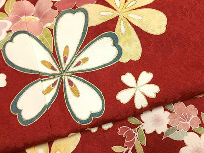 平和屋着物●豪華振袖　舞花文　金彩　正絹　逸品　AABL3542fy