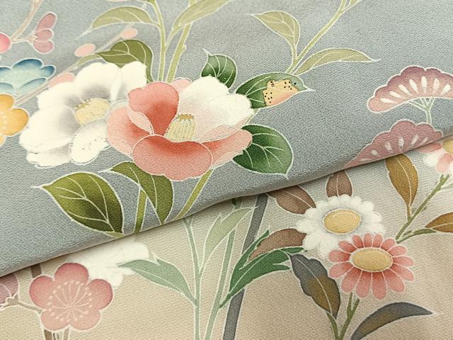平和屋着物●訪問着　友禅　作家物　枝花文　暈し染め　正絹　逸品　未使用　AABL3543fy