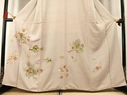平和屋着物●訪問着　刺繍　鼓花鳥文　金糸　金彩　正絹　逸品　AABL3545fy