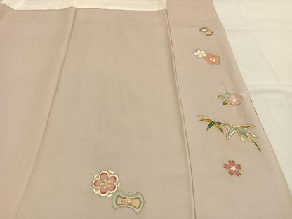 平和屋着物●訪問着　刺繍　鼓花鳥文　金糸　金彩　正絹　逸品　AABL3545fy