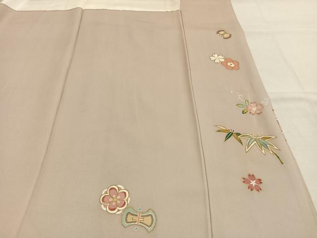 平和屋着物●訪問着　刺繍　鼓花鳥文　金糸　金彩　正絹　逸品　AABL3545fy