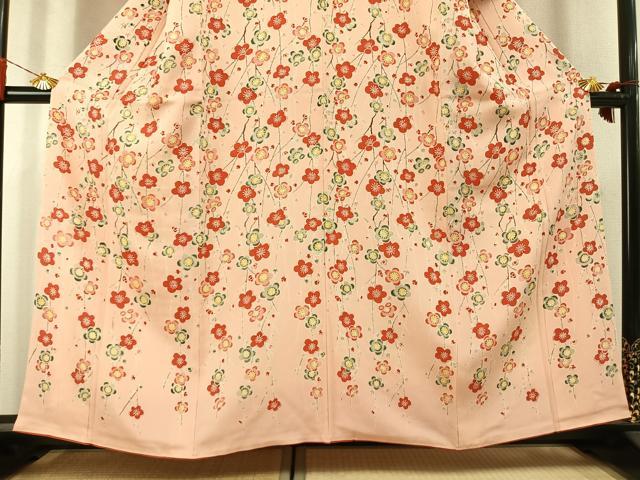 平和屋着物●訪問着　型染め　枝梅松文　正絹　逸品　AABL3546fy