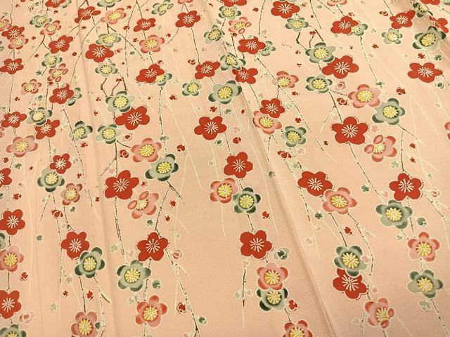 平和屋着物●訪問着　型染め　枝梅松文　正絹　逸品　AABL3546fy