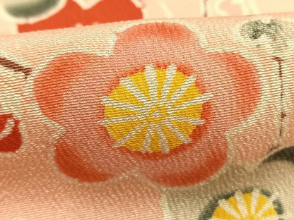 平和屋着物●訪問着　型染め　枝梅松文　正絹　逸品　AABL3546fy