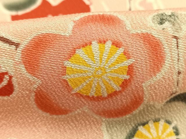 平和屋着物●訪問着　型染め　枝梅松文　正絹　逸品　AABL3546fy