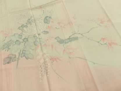 平和屋着物●長襦袢　袷　手描き　枝花文　暈し染め　正絹　逸品　AABL3547fy