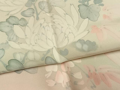 平和屋着物●長襦袢　袷　手描き　枝花文　暈し染め　正絹　逸品　AABL3547fy