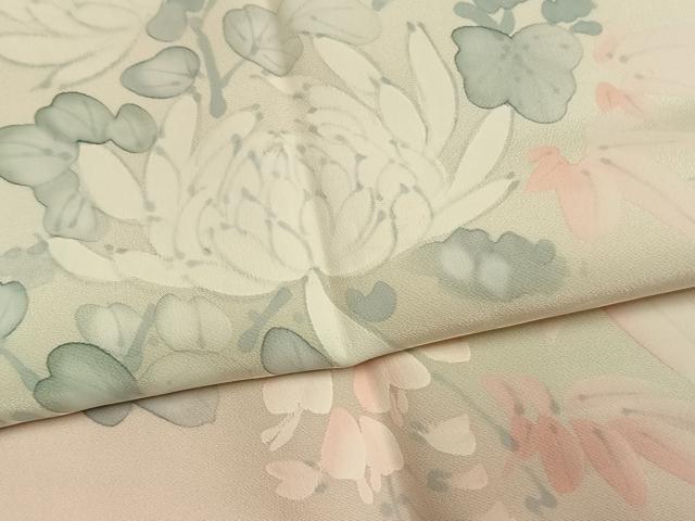 平和屋着物●長襦袢　袷　手描き　枝花文　暈し染め　正絹　逸品　AABL3547fy