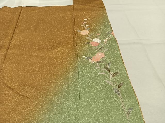 平和屋着物●訪問着　作家物　駒刺繍　花蝶文　暈し染め　金彩　正絹　逸品　AABL3548fy