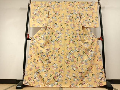 平和屋着物●上質な小紋　枝花文　正絹　逸品　未使用　AABL3549fy