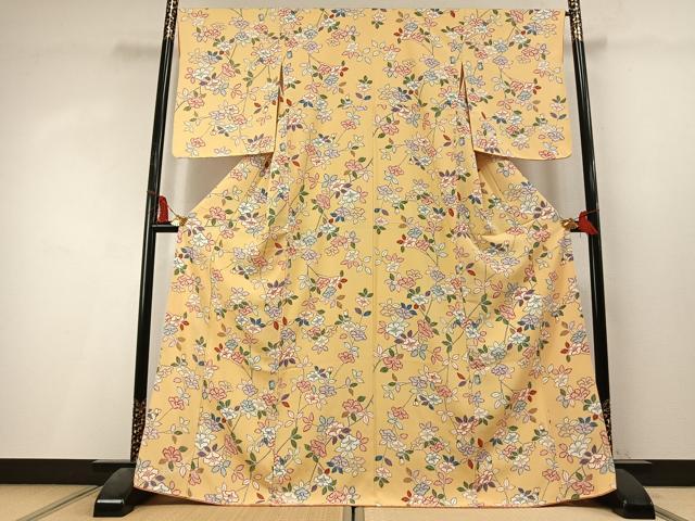 平和屋着物●上質な小紋　枝花文　正絹　逸品　未使用　AABL3549fy