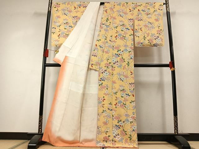 平和屋着物●上質な小紋　枝花文　正絹　逸品　未使用　AABL3549fy