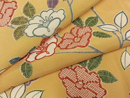 平和屋着物●上質な小紋　枝花文　正絹　逸品　未使用　AABL3549fy