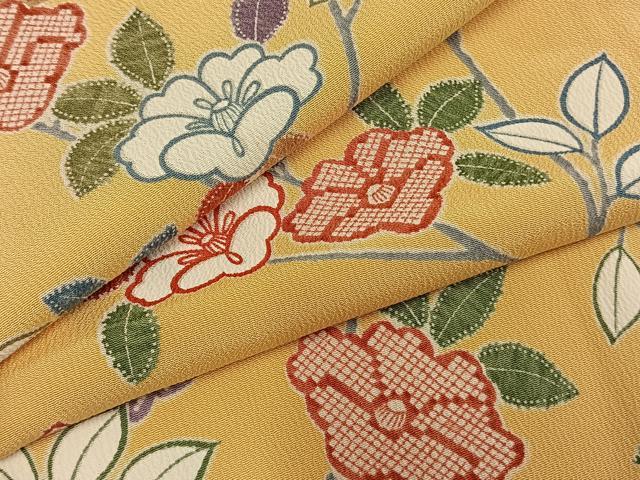 平和屋着物●上質な小紋　枝花文　正絹　逸品　未使用　AABL3549fy