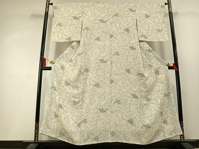 平和屋着物●上質な小紋　手描き　草花文　鈴乃屋扱い　正絹　逸品　未使用　AABL3550fy