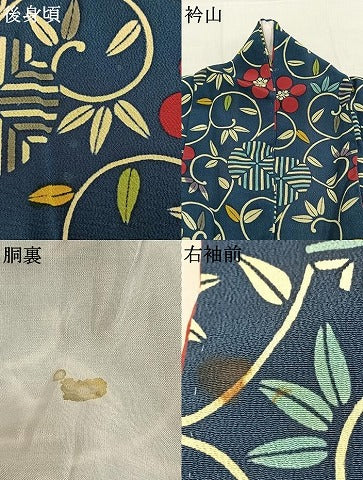 平和屋着物▼上質な小紋　花唐草文　鬼しぼ縮緬　正絹　逸品　AABL3551fy