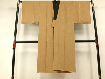 平和屋着物●男性　長襦袢　袷　檜垣文　黄橡色　正絹　逸品　AABL3552fy