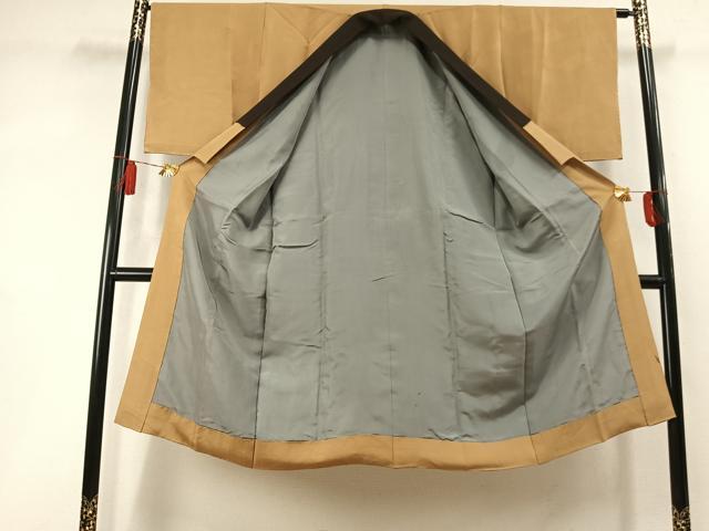平和屋着物●男性　長襦袢　袷　檜垣文　黄橡色　正絹　逸品　AABL3552fy