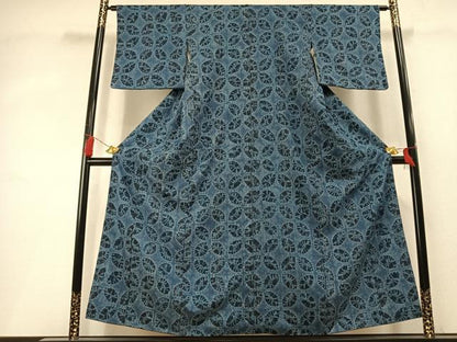 平和屋着物●上質な紬　絞り　葉尽くし　正絹　逸品　AABL3554fy