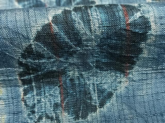平和屋着物●上質な紬　絞り　葉尽くし　正絹　逸品　AABL3554fy