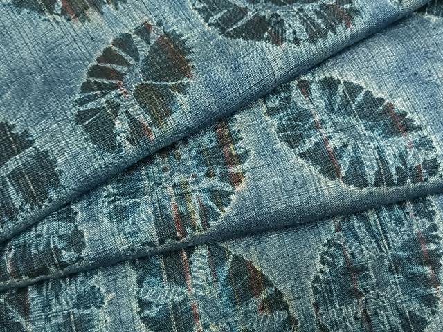 平和屋着物●上質な紬　絞り　葉尽くし　正絹　逸品　AABL3554fy