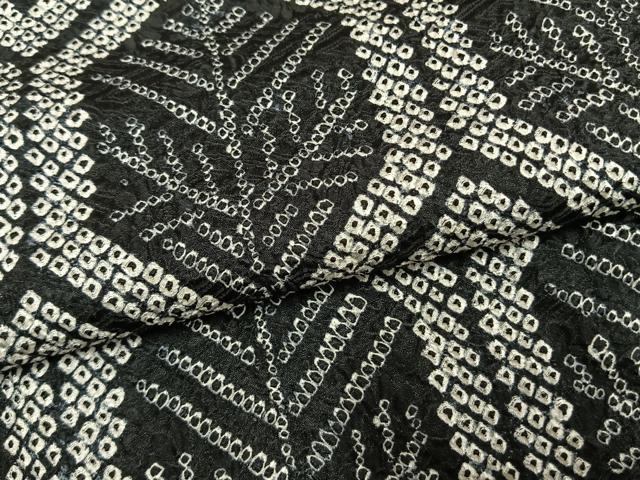 平和屋着物●上質な小紋　総絞り　亀甲文　黒地　正絹　逸品　AABL3555fy
